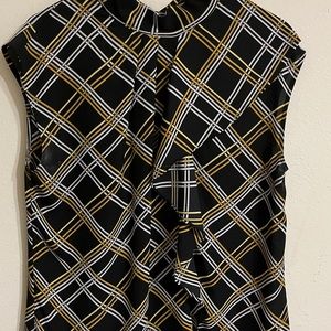 7th Avenue New York and Company L Gold and Black Blouse.